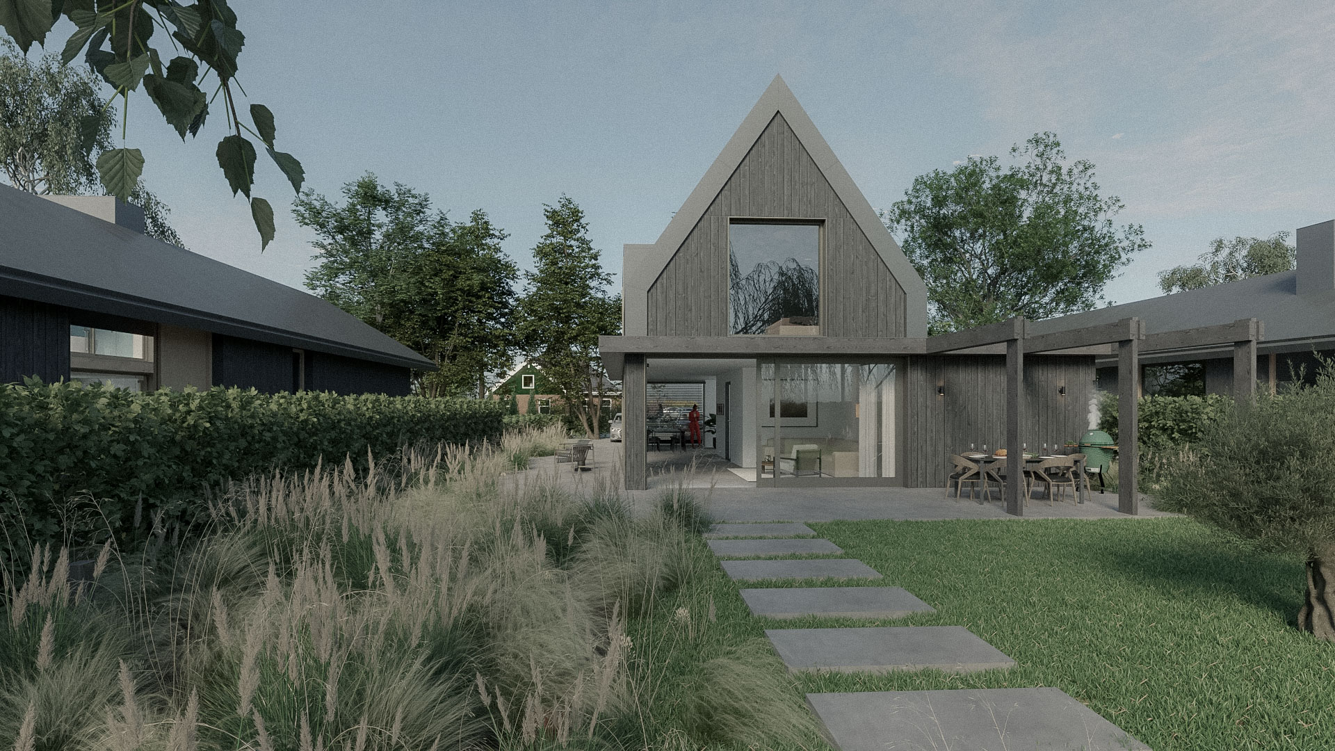 Zicht op achtergevel met houten afwerking - COAST